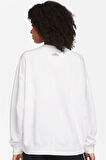Nike Training Plus Essential Get Fit Dri Fit Graphic Crew White Oversized Bol Kesim Kadın Sweatshirt Beyaz