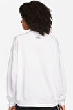 Nike Training Plus Essential Get Fit Dri Fit Graphic Crew White Oversized Bol Kesim Kadın Sweatshirt Beyaz