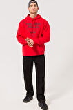 Nike NBA Chicago Bulls Fleece Pullover Essential Erkek Kapüşonlu Bol Kesim Sweatshirt Kırmızı