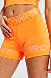 Nike Dri Fit Training Pro Graphic 3" Womens Shorts Kadın Tayt Şort Turuncu