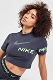Nike Pro Dri-Fit Cropped Graphic Sleeve Kadın Antrasit Tişört