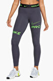 Nike Dri Fit Training Pro Graphic Women's Mid Rise Leggings Kadın Spor Tayt Füme Yeşil