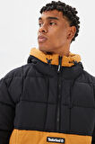 Timberland Progressive Utility Pullover Puffer Erkek 1/2 Fermuarlı Kapüşonlu Şişme Mont Taba-Siyah