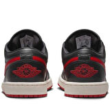 Nike Air Jordan 1 Low Reverse Leather Black Red Toe (W)Hakiki Deri Erkek Spor Ayakkabı Siyah Kırmızı