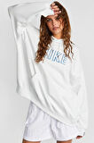 Nike Oversized Pullover Hoodie White Bol Kapüşonlu Unisex Sweatshirt Beyaz