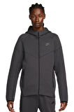 Nike Tech Fleece Full Zip Windrunner Erkek Hoodie Kapüşonlu Gri Sweatshirt