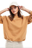 Nike Sportswear Essential Collection Fleece Oversized Crew Kadın Sweatshirt Turuncu