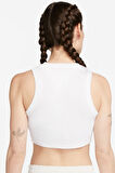 Nike Sportswear Essential Rib Cropped Women's Tight Fit Tank Top Kadın Dar Kesim Crop Atlet Beyaz