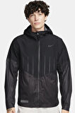Nike Running Storm Fit Division Aerogami Jacket Erkek Su itici Kapüşonlu Reflektörlü Yürüyüş Koşu Ceketi Siyah