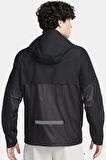 Nike Running Storm Fit Division Aerogami Jacket Erkek Su itici Kapüşonlu Reflektörlü Yürüyüş Koşu Ceketi Siyah