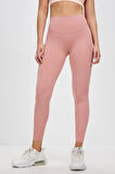 Nike Dri Fit Zenvy Gentle Support High Waisted 7/8 Leggings Kadın Yüksek Bel İç Cepli Spor Tayt Pembe