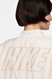 Nike Sportswear Faux Fur Bomber Reversible Oversize Jacket Kadın Oversize Suni Kürk Çift Taraflı Ceket Açık Krem