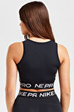 Nike Pro Training Dri Fit Shine Crop Tank Top Kadın Parlak Swoosh Crop Atlet Siyah