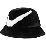 Nike Sportswear Swoosh Apex Faux Fur Bucket Hat Black Unisex Suni Kürk Kova Şapka Siyah