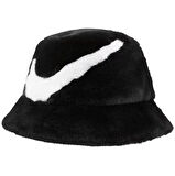 Nike Sportswear Swoosh Apex Faux Fur Bucket Hat Black Unisex Suni Kürk Kova Şapka Siyah