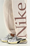 Nike Sportswear Phoenix Fleece High Rise Oversized Şardonlu Büyük Beden Yüksek Bel Kadın Eşofman Altı Açık Krem
