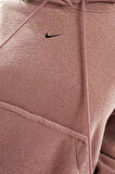 Nike Sportswear Phoenix Plush Oversize Hoodie Kadın Peluş Kapüşonlu Sweatshirt Yıldız Moru Kahve