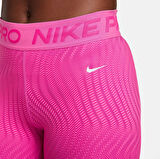 Nike Pro Dri Fit Trainning Medium Support Mid Rise 7/8 Length Kadın Desenli Antrenman Taytı Pembe