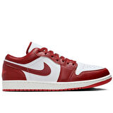 Nike Air Jordan 1 Low Leather Sneaker Hakiki Deri Beyaz Kırmızı Erkek Spor Ayakkabı
