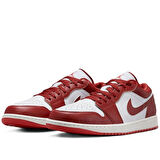 Nike Air Jordan 1 Low Leather Sneaker Hakiki Deri Beyaz Kırmızı Erkek Spor Ayakkabı