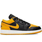 Nike Air Jordan 1 Low(GS) Leather Sneaker Hakiki Deri Siyah Sarı Unisex Spor Ayakkabı