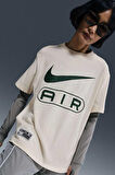 Nike Sportswear Air Loose Fit T-shirt Kadın Bol Kesim Pamuklu Tişört Krem
