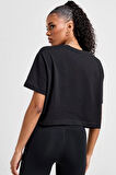 Nike Pro Dri Fit Graphics Loose Fit T-shirt Kadın Crop Büyük Beden Günlük Tişört Siyah