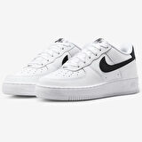 Nike Air Force 1 AF1 GS Leather Unisex Sneaker Swoosh Hakiki Deri Günlük Spor Ayakkabı Beyaz Siyah