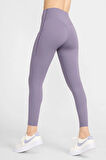 Nike Dri Fit Universa High Rise 7/8 Length Kadın Yüksek Bel Lazer Kesim Toparlayıcı 2 Cepli Dalgıç Kumaş Tayt Mor