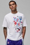 Nike Jordan SportX Federation Française de Basketball Oversize Short Sleeve Mens Tee Bol Kesim Erkek Günlük Tişört Beyaz 
