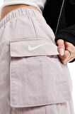 Nike Sportswear Essential Woven High Rise Loose Fit Cargo Short Kadın Dokuma Bol Kesim Kargo Cepli Şort Lila
