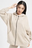 Nike Sportswear Essentials Oversize Fleece Full Zip Hoodie Kadın Oversize Kapüşonlu Sweatshirt Krem