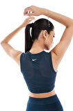 Nike Pro Women's Mesh Tight Fit Tank Top Kadın Transparan Spor Bustiyer Petrol Mavisi
