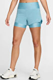Nike Dri Fit Swift 3in 2N1 Short Kadın Reflektörlü 3 Cepli Taytlı Şort Mavi