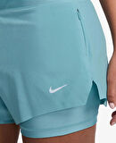 Nike Dri Fit Swift 3in 2N1 Short Kadın Reflektörlü 3 Cepli Taytlı Şort Mavi
