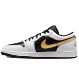 Nike Air Jordan 1 Low Leather Sneaker Hakiki Deri Unisex Günlük Spor Ayakkabı Siyah-Beyaz