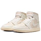 Nike Air Jordan 1 Mid Unisex Leather Sneaker Hakiki Deri Bilekli Günlük Spor Ayakkabı Krem