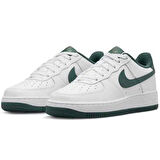 Nike Air Force 1 AF1 GS Leather Unisex Sneaker Yeşil Swoosh Hakiki Deri Günlük Spor Ayakkabı Beyaz Yeşil