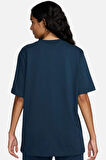 Nike Sportswear Phoenix Graphic Loose Short Sleeve Kadın Bol Kesim Pamuklu Tişört Lacivert
