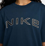 Nike Sportswear Phoenix Graphic Loose Short Sleeve Kadın Bol Kesim Pamuklu Tişört Lacivert