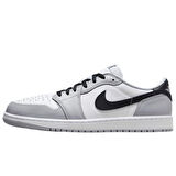 Nike Air Jordan 1 Retro Low OG Leather Unisex Sneaker Hakiki Deri Unisex Günlük Spor Ayakkabı Beyaz Gri