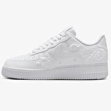 Nike Air Force 1 AF1 07 Rose Pattern Unisex Leather Sneaker Gül Desenli Hakiki Deri Günlük Spor Ayakkabı Beyaz 