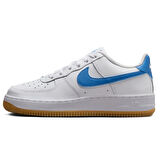 Nike Air Force 1 AF1 GS Leather Unisex Sneaker Swoosh Hakiki Deri Günlük Spor Ayakkabı Beyaz Mavi