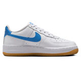 Nike Air Force 1 AF1 GS Leather Unisex Sneaker Swoosh Hakiki Deri Günlük Spor Ayakkabı Beyaz Mavi