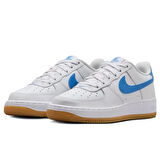 Nike Air Force 1 AF1 GS Leather Unisex Sneaker Swoosh Hakiki Deri Günlük Spor Ayakkabı Beyaz Mavi