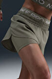 Nike Pro Dri Fİt 2IN1 Loose Fit Women's Shorts Kadın Bol Kesim Taytlı Antrenman Şortu Haki