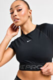 Nike Pro Dri Fit Short Sleeve Cropped Graphic Tight Fit Top Kadın Sıkı Kesim Kısa Tişört Siyah