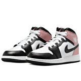 Nike Air Jordan 1 MID Leather Unisex Sneaker Hakiki Deri Bilekli Günlük Spor Ayakkabı Siyah-Beyaz