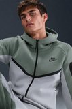 Nike Tech Fleece Full Zip Windrunner Hoodie Kapüşonlu Unisex Sweatshirt Yeşil Gri
