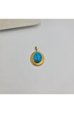 Firuze Taşlı Kadın Çelik Kolye Ucu 3.5 cm